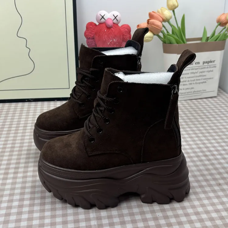 内增高12cm厚底马丁靴棉靴新款爆款低帮加棉小个子时尚百搭棉靴