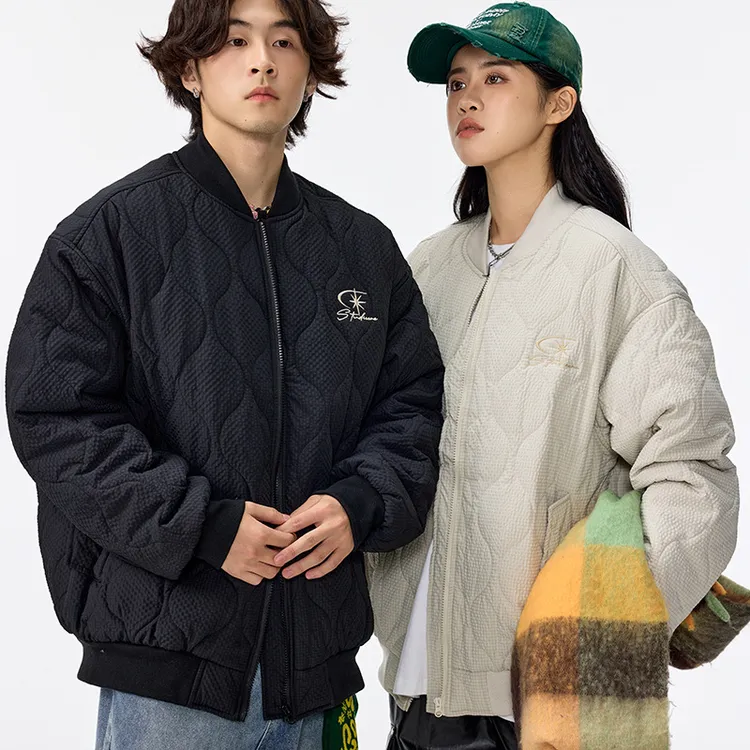 美式复古机能风棉衣男2024冬季新款潮牌宽松休闲棒球领外套聚酯纤