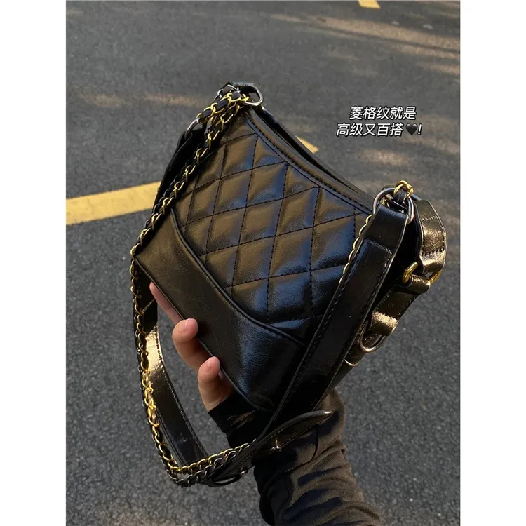 爆款小香风链条包包女士2025新款流行高级适凯撒真皮女包百搭