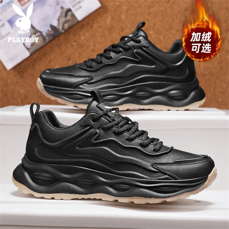 PLAYBOY/休闲潮鞋冬季加绒男士百搭厚底时尚高级感运动鞋