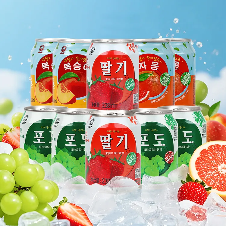JIUR/九日 果肉果汁果粒葡萄多口味清爽营养清凉解腻238mlx10罐