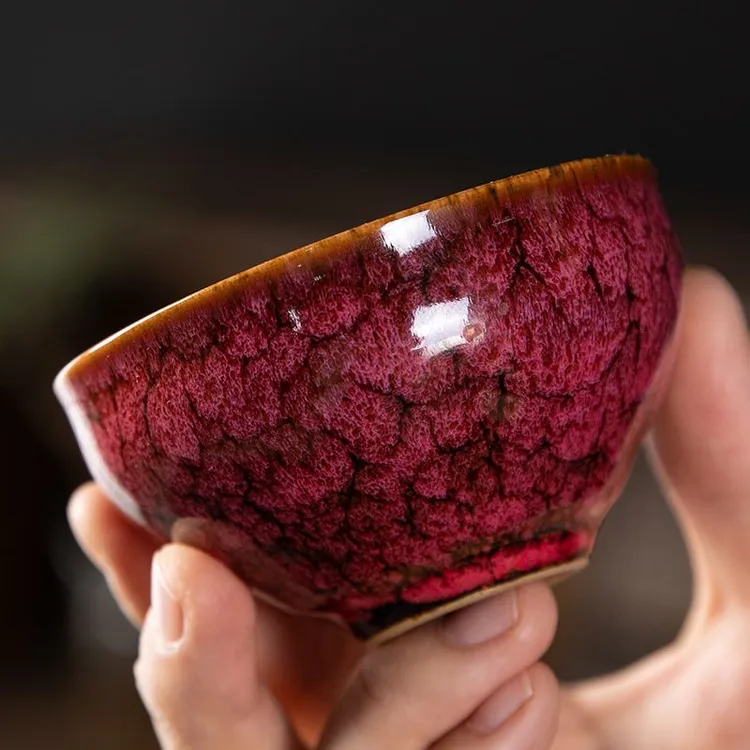 大师级网红爆款窑变五行杯大号陶瓷功夫茶杯（发货金木水火土）5个
