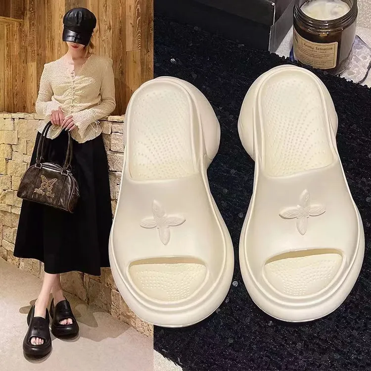 十字花辣妹爆款高跟超厚底拖鞋夏外穿2024新款松糕增高一字凉拖鞋