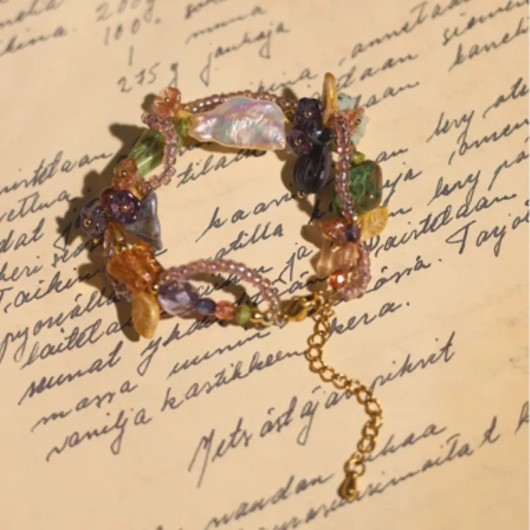 非金属玻璃手链 原创手作孤品【捷克琉璃古董珠手链】