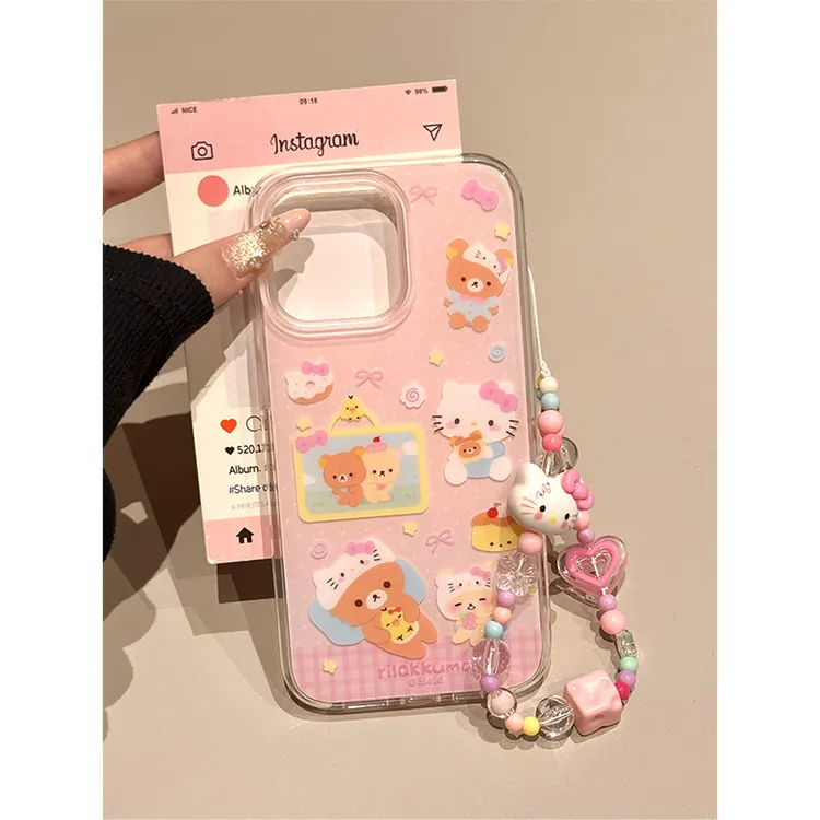 奥菲顿粉色点点kt猫适用iPhone1615大孔手机壳华为vivo小米oppo套