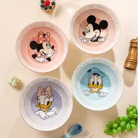 迪士尼新款陶瓷面碗8英寸卡通乐悠米奇斗笠碗耐高温家用大号汤碗