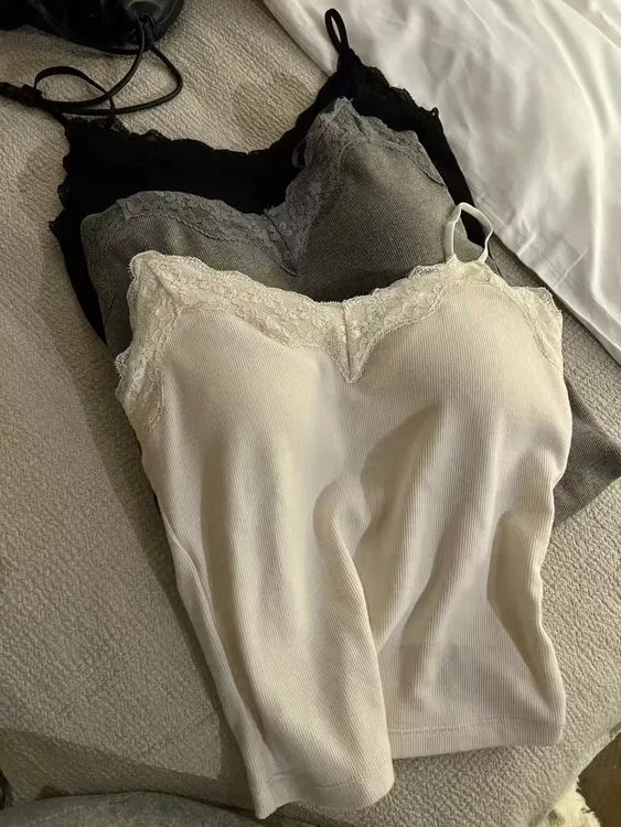 性感蕾丝V领吊带背心女内搭美背设计舒适打底