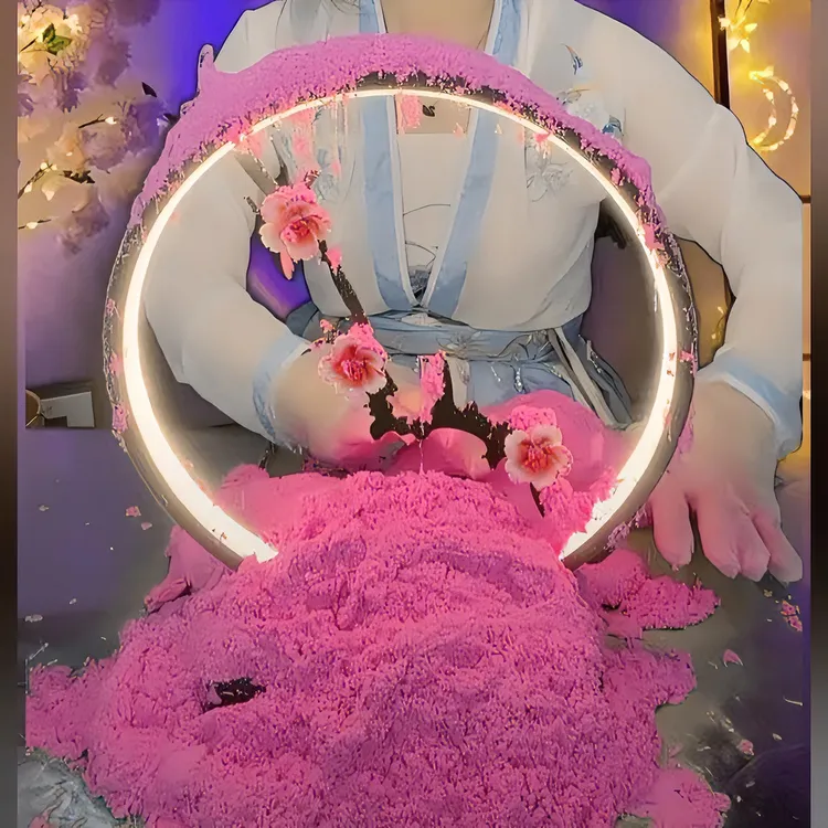 情侣抖音网红棉花沙氛围台灯卧室LED护眼床头灯装饰流星雨梅花