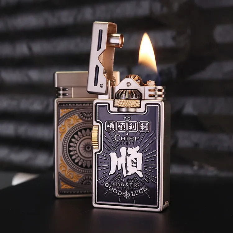 CHIEF/首领曼陀罗设计款煤油打火机双齿轮联动点火创意顺赢点烟器