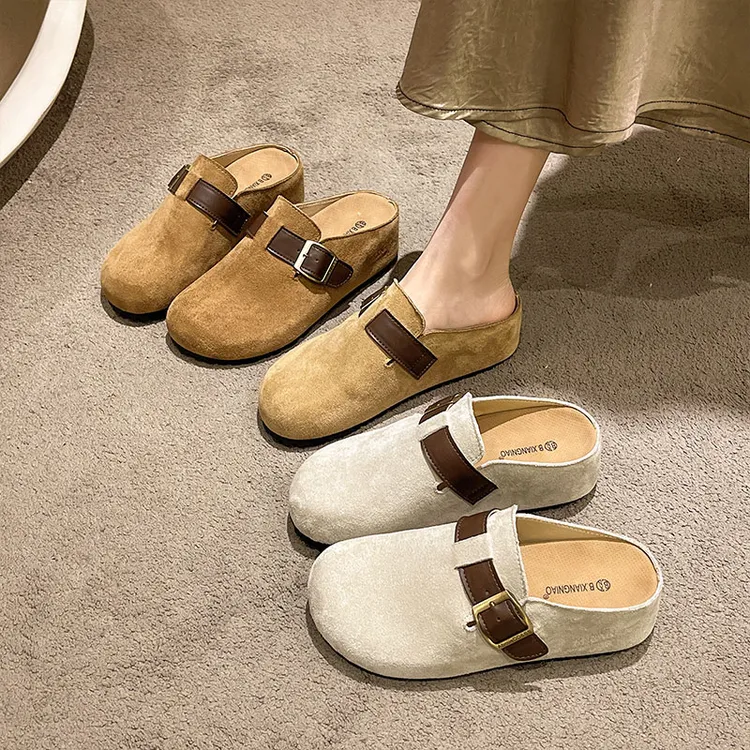 内增高包头半拖鞋女外穿2025新款厚底半拖勃肯鞋一脚蹬穆勒鞋凉拖