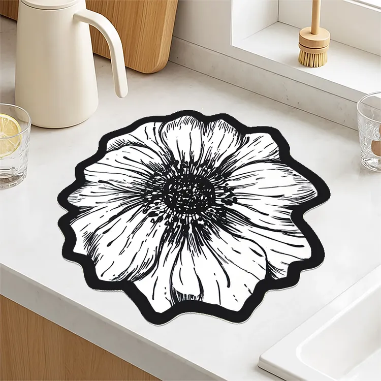 花朵轻奢沥水垫高级厨房餐具干燥垫防滑家用碗垫吸水好打理
