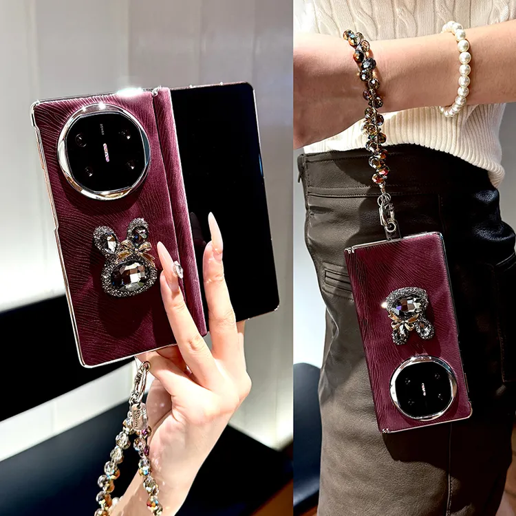 适用华为matex5手机壳折叠屏新款x6典藏版x3电镀皮纹时尚创意女款