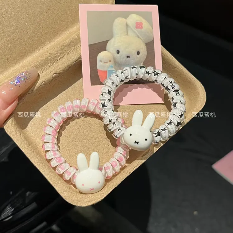 可爱卡通米菲兔电话线发圈超萌甜美高弹力耐用马尾发绳简约发饰