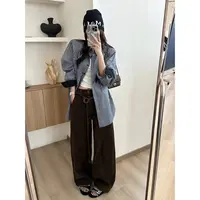 SP 秋日美拉德高级咖色牛仔裤直筒牛仔裤 配皮带