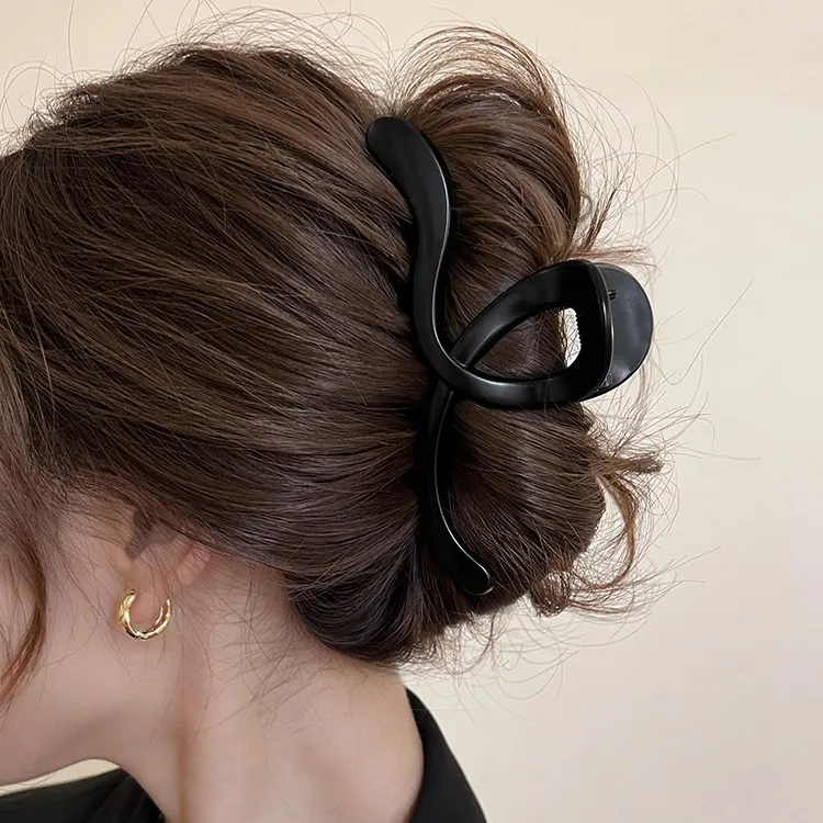 磨砂发夹百搭哑光优雅大抓夹黑色网红气质简约法式复古发卡ins