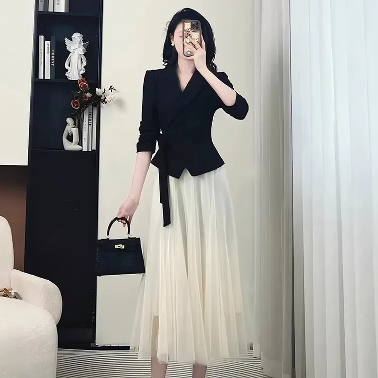 DEXIAN「花开半夏」时尚套装连衣裙洋气夏季气质半裙休闲百搭#0342