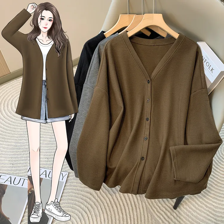 早秋新款针织开衫女外搭港味宽松外穿慵懒风外套显瘦上衣66267#