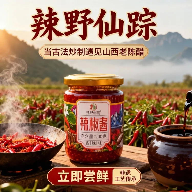 山西方山老传统辣椒酱低油低盐香辣可口拌面拌饭下饭调味品
