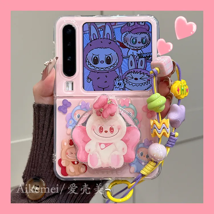 适用华为purax典藏版折叠屏手机壳purax蝴蝶结小怪兽旋转磁吸支架