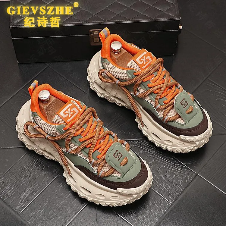 纪诗哲男士老爹鞋时尚百搭男鞋子2025夏季新款网面透气运动休闲鞋