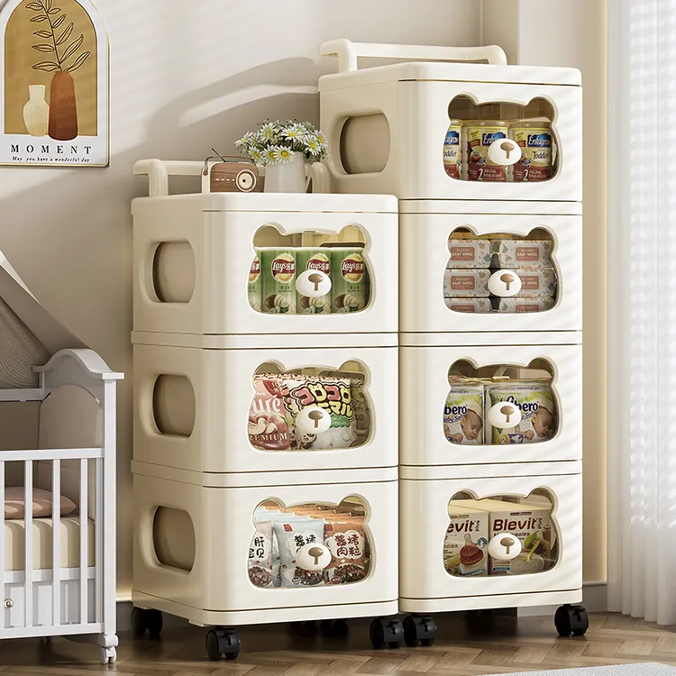 抽屉式小推车收纳柜客厅玩具零食移动置物架多层宝宝衣服储物柜子