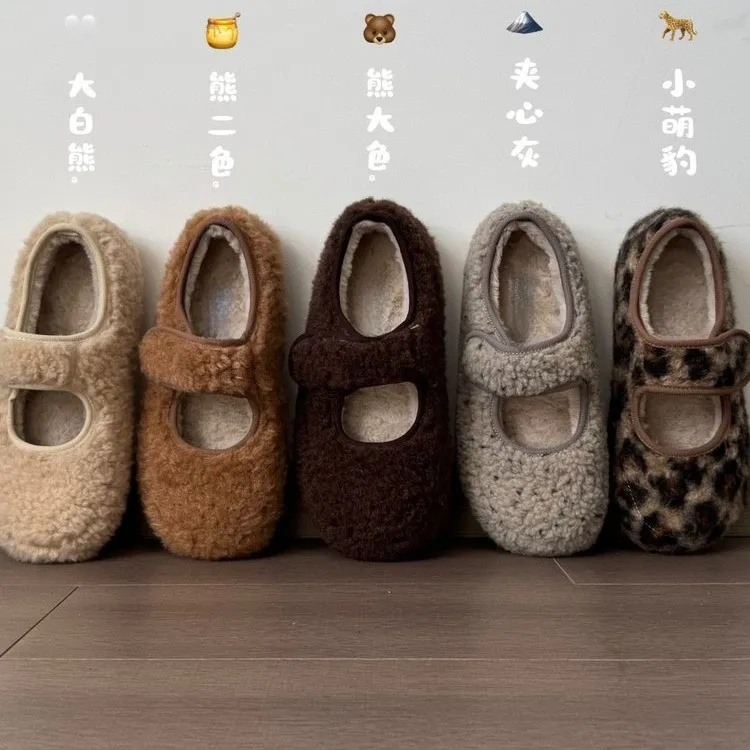 小众毛毛鞋女冬外穿新款韩版仙女风加绒保暖棉鞋平底玛丽珍豆豆鞋