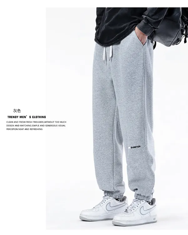 青少年裤子运动裤男2026春季新款宽松弯刀阔腿卫裤学生抽绳休闲裤