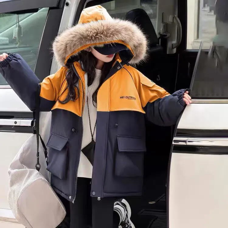 女童冬季棉袄2025新款韩版洋气加绒加厚收腰派克服棉衣女大童棉服