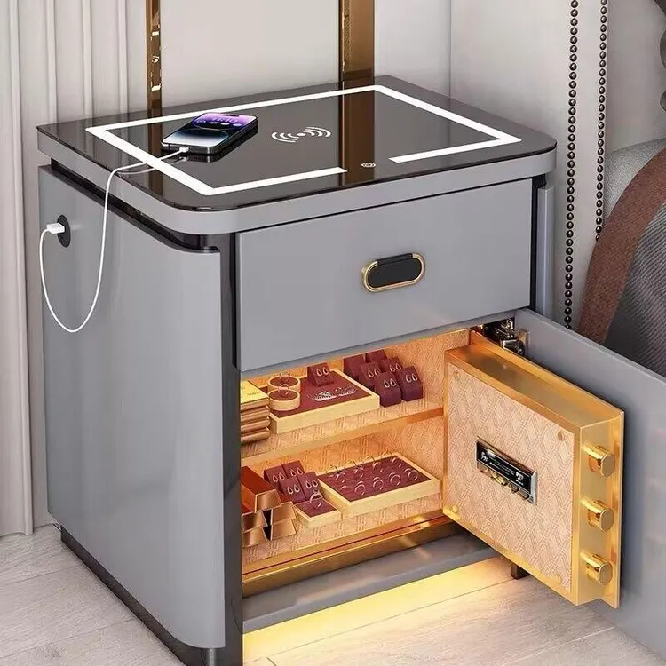 新疆西藏包邮家用智能床头柜保险箱一体多功能无线充电保险柜卧室