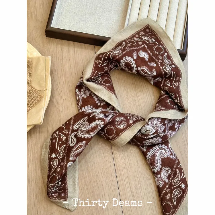 休闲丝巾时尚韩版斜纹成人薄款波点装饰复古TD5201