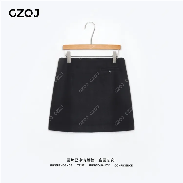 老琴私服 【腰封密码】百搭高腰显瘦毛呢半身裙女冬季A字短裙女7271