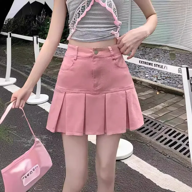 黑色百褶裙半身裙女夏季高腰A字裙短裙2025新款包臀裙裙子半裙潮