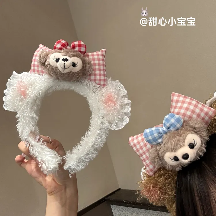 毛绒蝴蝶结雪莉玫发箍可爱儿童压发超萌头箍可洗脸高颅顶小女孩