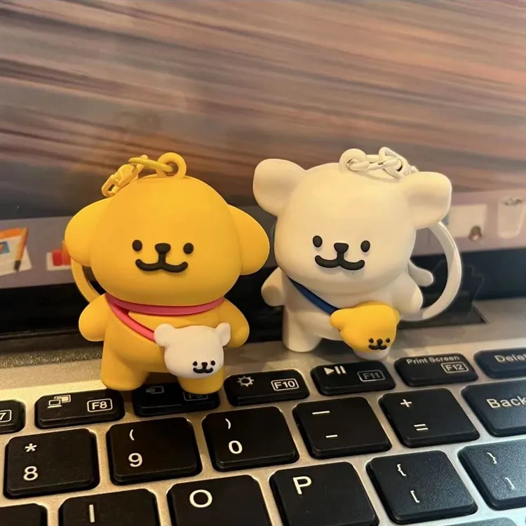 公仔潮流爆款网红情侣线条解压小狗卡通钥匙扣挂件小心书包