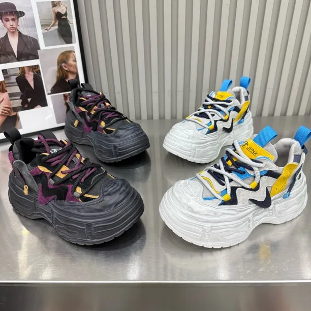 盼0771新款厚底松糕拼色做旧擦色时尚休闲鞋底厚5公分增高舒适