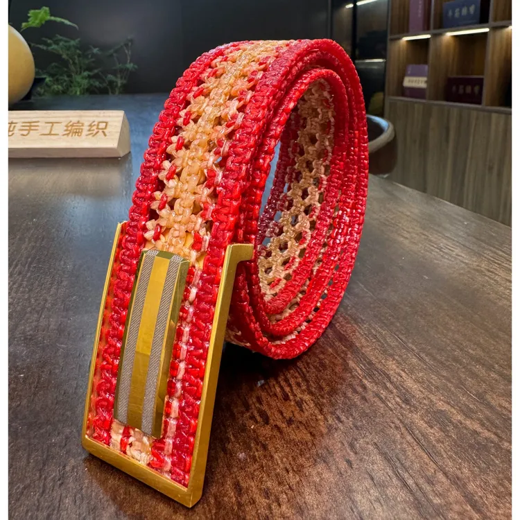 【金红福带.吉祥鸿运｜金钨钢】非物质文化遗产手工编织男士牛筋腰带