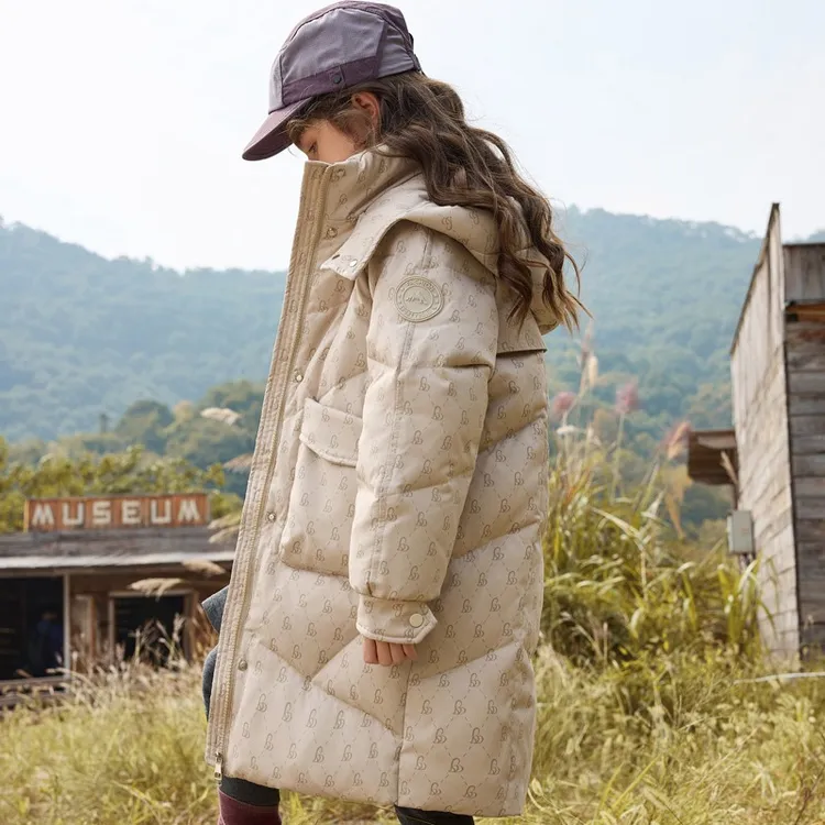 巴拉开门【商场同款】2026新款儿童羽绒服女童中长款中大童装冬季