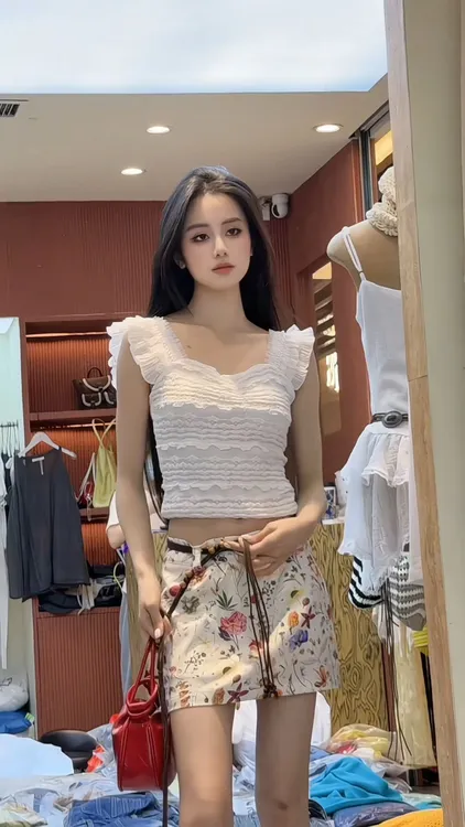 法式甜美无袖背心上衣女夏季外穿修身显瘦短款小衫搭配高腰短裙子