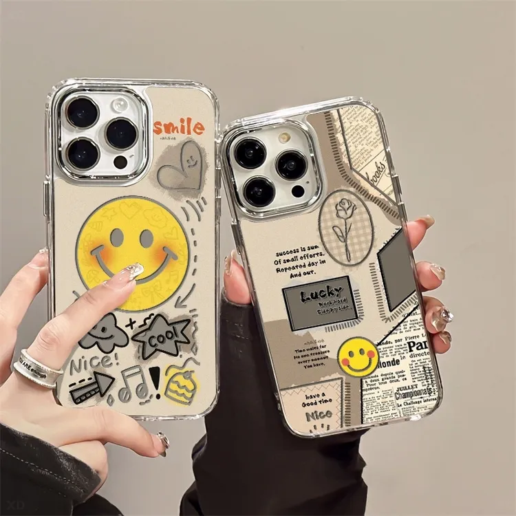 标签笑脸适用苹果16promax手机壳iPhone15镜头全包14pro防摔13/12