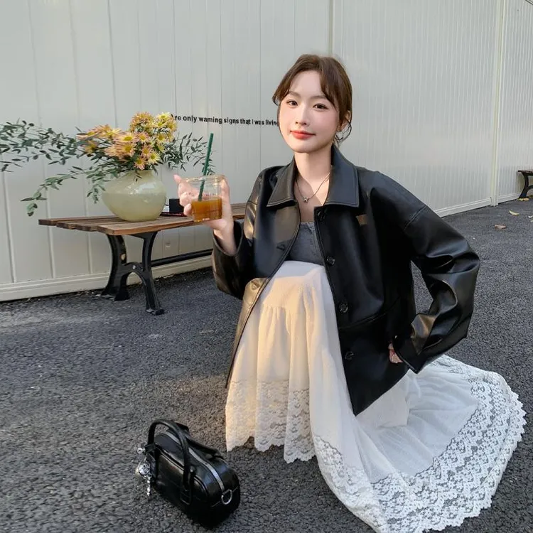 黑色短款皮衣外套女2025春秋新款韩系老钱风炸街复古休闲PU皮夹克