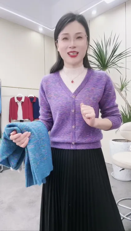 2025新款夹花针织假两件夹花上衣厚款百搭气质长袖秋冬圆领大气  