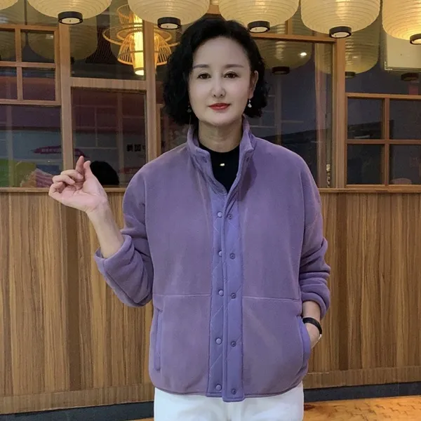 秋季新款时尚休闲百搭宽松气质中老年妈妈装外套