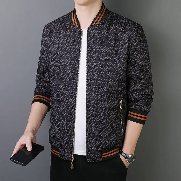 2025春秋季新款轻奢双面穿印花夹克男士潮流时尚百搭休闲男士外套