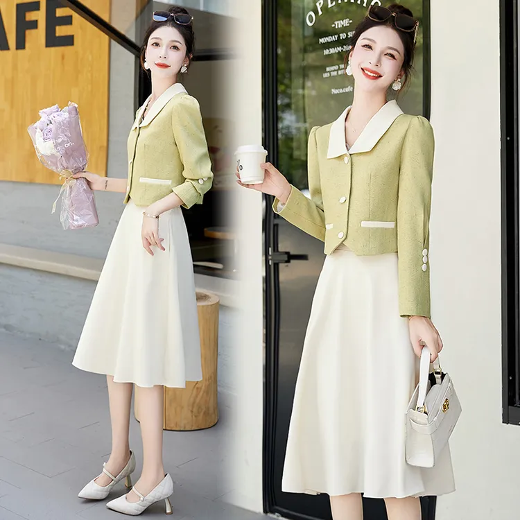 档口大量现货2024新款时尚潮流简约优雅气质两件套套裙