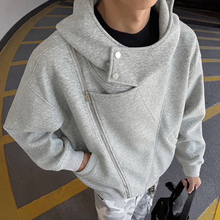 重磅500g连帽男士夹克痞帅慵懒风男装废土风外套男款春秋潮男卫衣