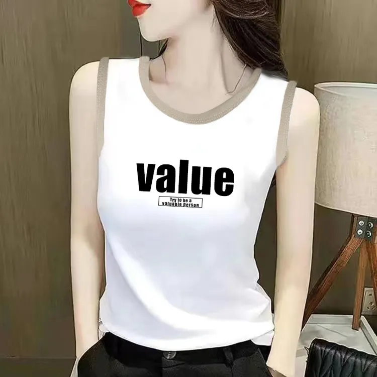 100%纯棉吊带背心女内搭夏外穿运动无袖t恤修身显瘦百搭打底上衣