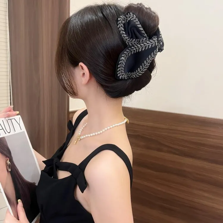 韩式设计感叶片麦穗鲨鱼夹百搭高级感发卡后脑勺发抓布艺头饰