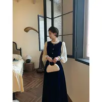 一生罗曼【蔚蓝宝石】法式甜美小众设计高级感休闲气质连衣裙L1546
