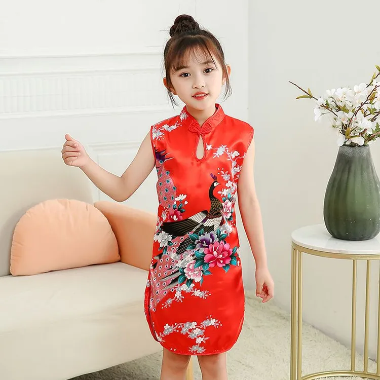 秋夏中小童连衣裙童装宝宝经典小女孩洋气裙子表演服小孩旗袍拍照