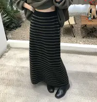 冬季气质复古细加厚条纹时尚显瘦2025慵懒风松紧腰包臀半身长裙女